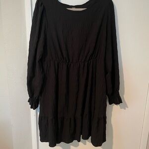 SHEIN Black Textured Long Sleeve Dress
